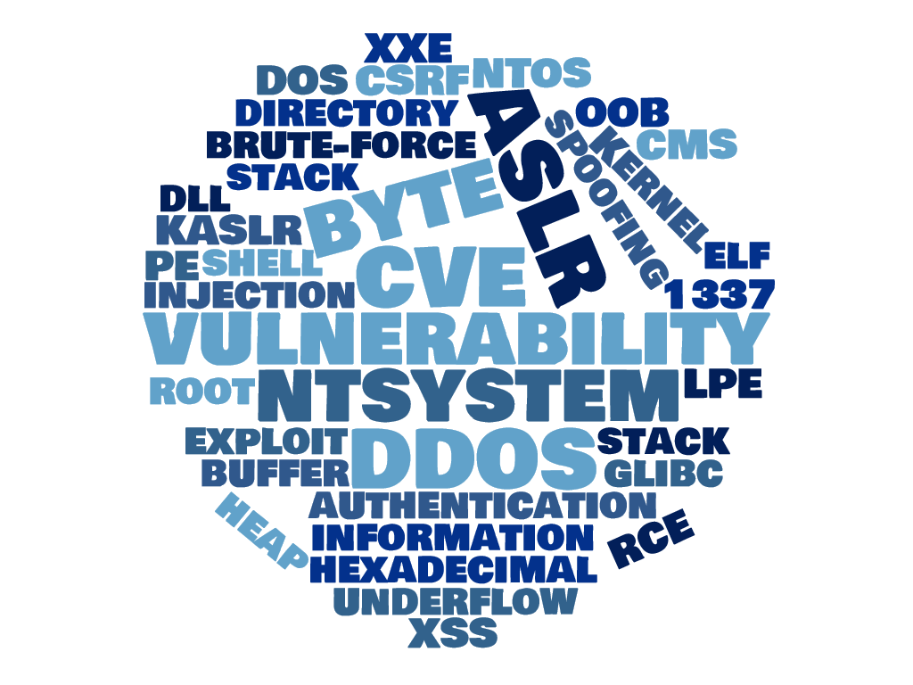 Cyber vulnerability research buzzwords word cloud